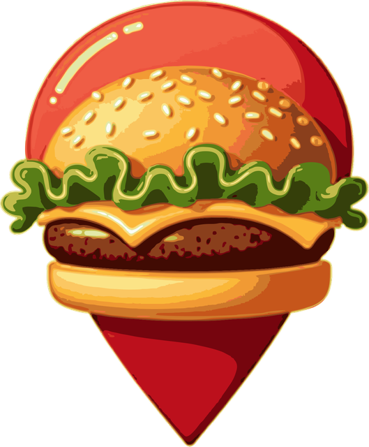 Vagabond Diner logo: a burger inside a red map pin
